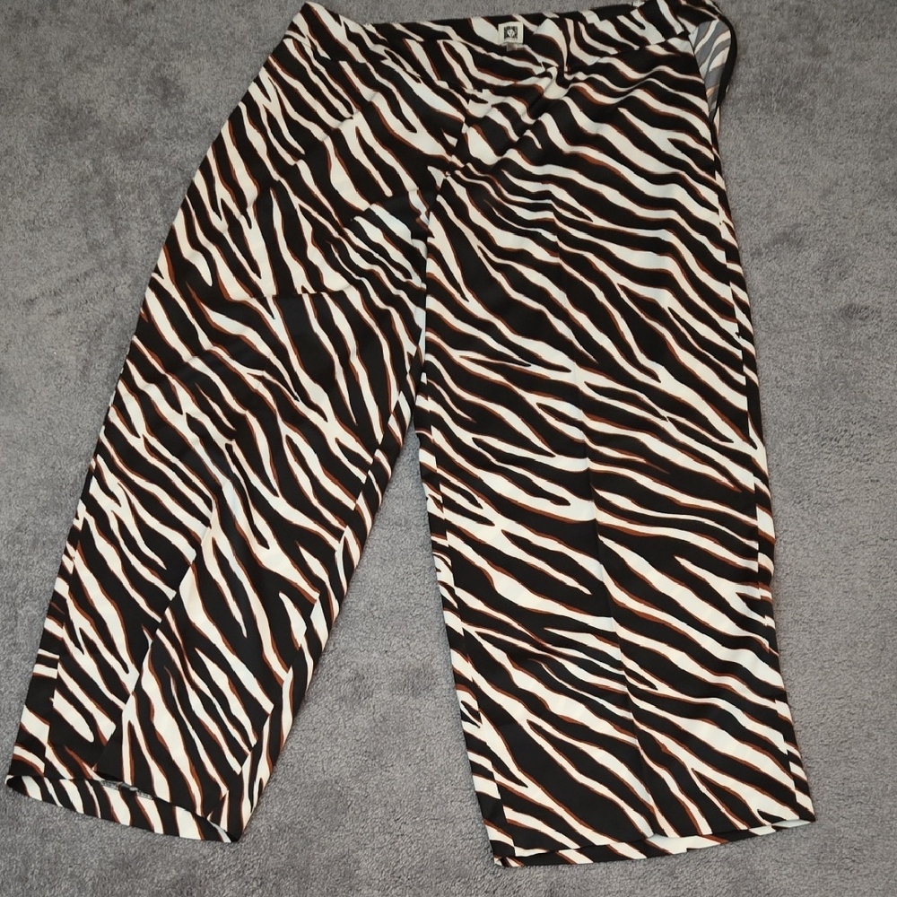 Anne Klein Animal Print Pants - Black, Crwam, and Brown.